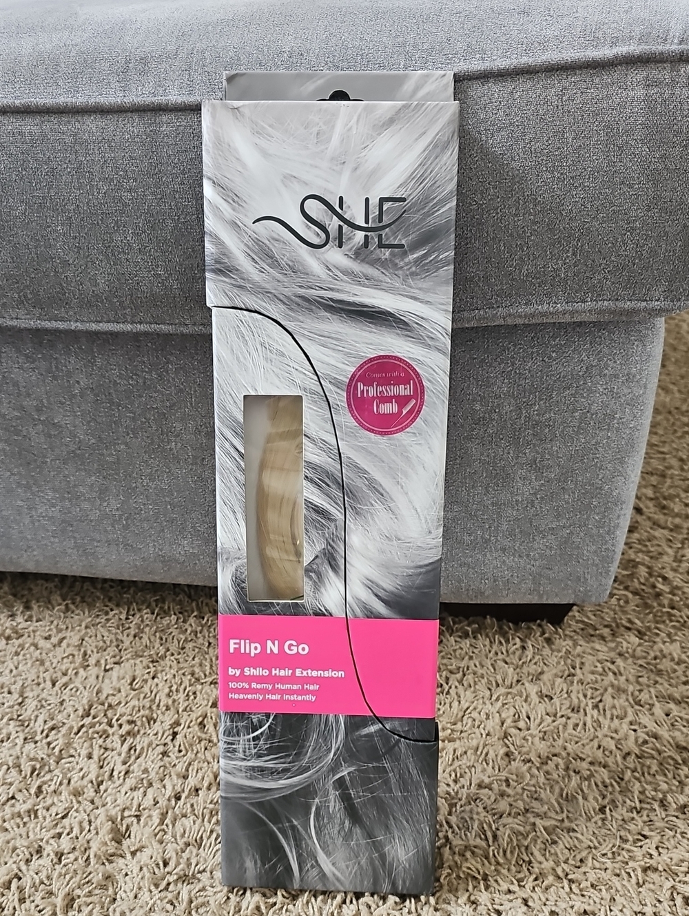 NIB SHE Flip N Go Halo Hair Extension 100% Remy Human Hair 16"-18" Color 6/24